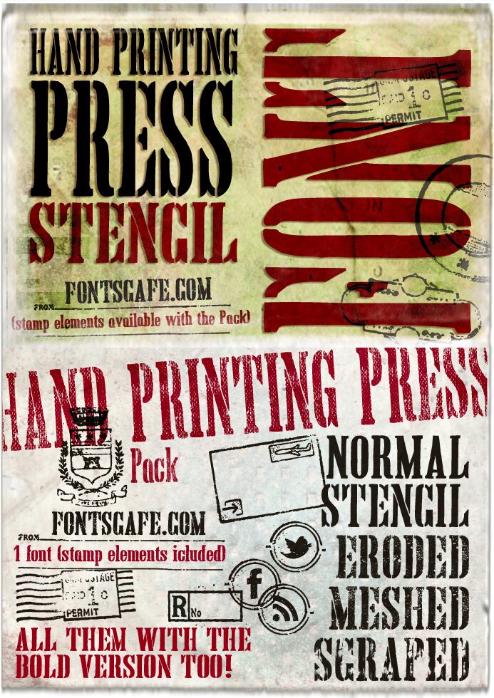 Hand Printing Press Stencil