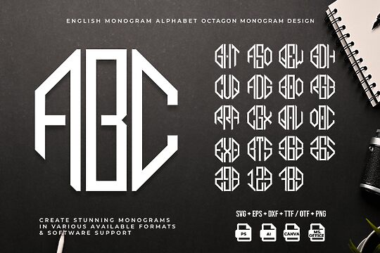 Octagon Monogram Alphabet